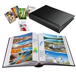 Leather Cover Photo Album With Memo Writing Area Slip in 402 Pockets hold 6x4 Photos for Wedding Anniversary Family Baby Vacation Dad’s Birthday Black