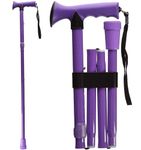 HealthSmart Folding Walking Stick, Soft Comfort Grip Collapsible Walking Stick, Adjustable Folding Walking Cane, Lavender