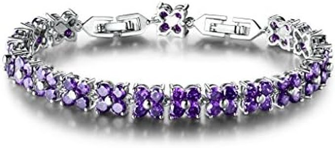 GULICX - Braccialetto tennis con cristalli, con semplici elementi quadrati in stile romano, placcato in oro con zirconi, da donna e Placcato oro, colore: Purple, cod. L109d