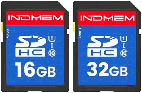 INDMEM SD Card 16GB+32GB - SDHC Flash Memory Card UHS-I U1 Class 10 High-Speed Full HD Video Compatible with Digital Point-and-Shoot Cameras, HD Camcorders, DSLR and PC