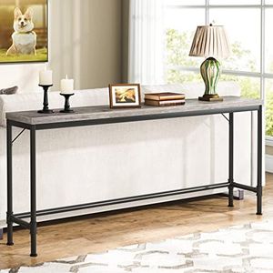 Tribesigns 70.9 Inch Extra Long Console Table, Narrow Long Sofa Table Behind Couch, Rustic Grey Entryway Hallway Table Industrial Height Bar Table for Living Room