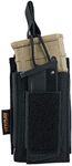 EXCELLENT ELITE SPANKER Open-Top Single/Double/Triple Mag Pouch for M4 M14 M16 AK AR Elastic Kangaroo Rifle Magazines and Pistol Mag Pouch(BLK)