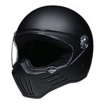 Woljay Vintage Full Face Motorcycle Helmet Helmets Jet Moto Cruiser Scooter Unisex Adult DOT Approved (XX-Large,Matte Black)