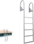 GAOMON Aluminum Dock Ladder 5 Steps, Removable Boat Ladder 350lbs Load Capacity, Pontoon Ladder Pool Stairs with Nonslip Design for Marine Boarding Lake Pool Dock