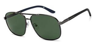 John Jacobs | Gunmetal - Grey | Full Rim Rectangular Stylish & Premium Polarized Sunglasses | Polarized and 100% UV Protected | Men & Women | Extra Wide | JJ S15860