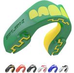 SAFEJAWZ Mouth Guard, Dual Layer Gum Shield for Juniors with Case, Easy Fit Remouldable Kids Gumshield for Rugby, Boxing, MMA, Hockey & All Contact Sports (Child <11 Years, Green Ogre)