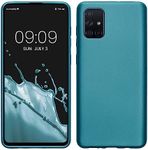 kwmobile Case Compatible with Samsung Galaxy A71 Case - Soft Slim Metallic TPU Silicone Cover - Metallic Caribbean Blue