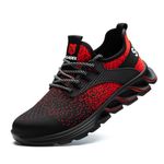 SUADEX Mens Womens Steel Toe Cap Trainers Lightweight Puncture Resistant Safety Shoes Non Slip Work Shoes (C Red UK Size 8)