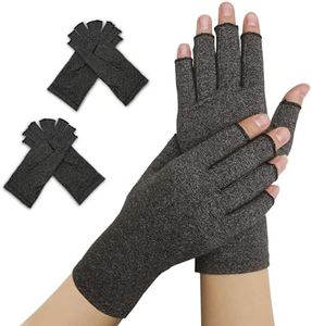 Doctor Developed Compression Gloves for Women and Men, Open-Finger Arthritis Gloves, Typing Gloves, Arthritis & Carpal Tunnel (Gray,2 Pack, Large)