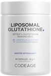 Codeage Liposomal Glutathione Supplement - Pure Reduced Setria L Glutathione Skin - Nano Encapsulated Glutathione Powder Pills - Phospholipids - Antioxidant Complex - Vegan, Non-GMO - 60 Capsules