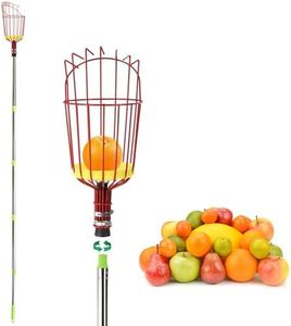 Suwimut 8FT Fruit Picker Pole Tool with Basket, Telescoping Fruit Picker Pole with Easy to Attach Twist-on Basket, Adjustable Fruit Catcher Equipment Tree Picker for Avocado Lemon Pear Mango Orange