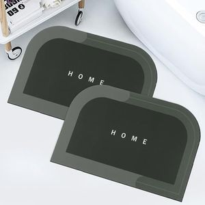 Story@Home 2 Pc Bathroom mat Bath Mat | Rubber | Anti-Slip Solid Design | Floor Mat | 60 x 40 cm (Charcoal Chic)