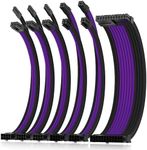 Asiahorse Power Supply Sleeved Cable for Power Supply Extension Cable Wire Kit 1x24-PIN/ 2x8-PIN (4+4) M/B,3x8-PIN (6+2) PCI-E 30cm Length with Combs