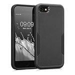 kwmobile Hard Case Compatible with Apple iPhone SE (2022) / iPhone SE (2020) / iPhone 8 / iPhone 7 - Case Protective Plastic and TPU Cover for Smartphone - Black/Black