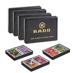 RADOCARDS Switzerland Premier Plastic Playing Cards, Bridge Size, Multicolour Cards in 2-Piece PVC X 4 Container for Card Games Poker and Rummy (Pack of 8)