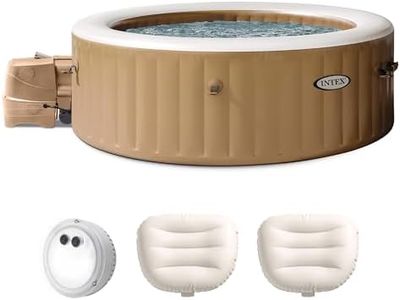 INTEX PureSpa 6 Person Bubble Massage Inflatable Hot Tub Spa Bundled with Battery Powered Multicolor LED Light, and Adjustable Headrest (2 Pack)