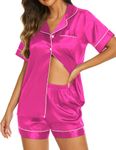 Ekouaer Bridesmaid Pajamas Womens Silk Night Wear Premium Satin Sleepwear Cute Pjs Wedding Party Getting Ready (Rose,L)