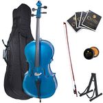 Cecilio CCO-Blue Student Cello with Soft Case, Stand, Bow, Rosin, Bridge and Extra Set of Strings, Size 4/4 (Full Size)
