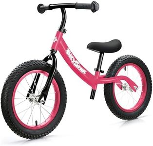bicystar 14 Inch Balance Bike for Kids 3-7 Year Old, Kids Bike with No Pedals, Air Rubber Tires, Adjustable Height, Foot Rest, Pedalless Kids Bicycle Boys, Girls (Pink)
