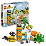 LEGO DUPLO Construction Site with Crane Toy, Bulldozer and Cement Mixer, Large Bricks Educational Sensory Toys for 2 Plus Year Old Toddlers, Boys and Girls, Birthday Gift Idea 10990