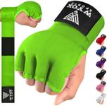 WYOX Gel Boxing Hand Wraps Inner Gloves for Men and Women, Quick 80cm Long Wrist Straps, Elasticated Padded Boxing Wraps for Muay Thai, MMA, Kickboxing, Martial Arts Training Bandages (Green, S/M)