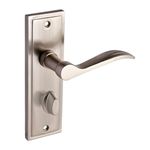 Designer Levers - Berkeley Modern Design Lever Door Handle - 1 Pair - Satin Nickel - Bathroom Door Handle - with Thumbturn