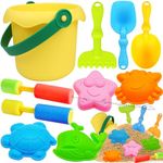 Lubibi 10 PCS Bucket Beach Toy Set for Kids, Outdoor Water and Sand Toys With Rake, Water Pistol, Spade Tools, Children Outdoor Toy For Spring Summer Holiday For Toddler Boys Girls 3 4 5 6 Years Old