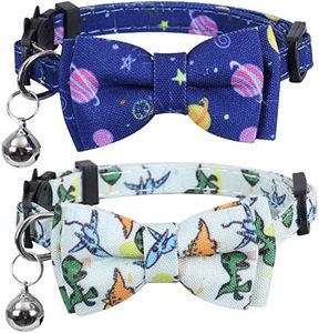 Lamphyface 2 Pack/Set Cat Collar Breakaway with Cute Bow Tie and Bell for Kitty Adjustable Safety