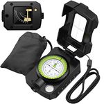 Proster Compass For Hiking with Sighting Clinometer IP54 Waterproof Compass Navigation Aluminum Alloy Camping Compass with Carry Bag for Camping Hunting Hiking Geology Black