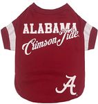 NCAA Alabama Crimson Tide T-Shirt for Dogs & Cats, Small. Football/Basketball Dog Shirt for College NCAA Team Fans. New & Updated Fashionable Stripe Design, Durable & Cute Sports PET TEE Shirt Outfit