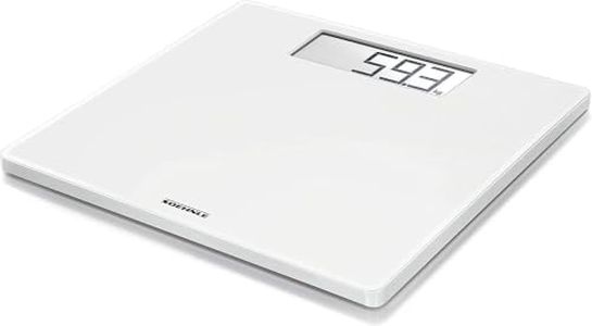 Soehnle Style Sense Safe 100 Personen Digitalwaage mit extragroßer LCD-Anzeige, Waage mit rutschhemmenden Standfüßen, flache Personenwaage, Weiß