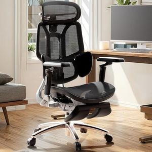Hbada E3 Ultra Ergonomic Office Chair, Big and Tall Office Chairs - with 3-Zone Dynamic Lumbar Support, 360° Mechanical Armrests, 4D Adjustable Headrest, Aluminum Alloy, Premium Mesh, Black