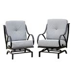 LOKATSE HOME 2 Piece Patio Outdoor Dining Chair Bistro Conversation Set Metal Frame Furniture with Cushion, Grey