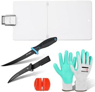 FLISSA 4PCS Fish Fillet Set with 7" Fillet Knife, Foldable Fish Fillet Board with Clamp, Knife Sharpener and Cut Resistant Gloves, Fish Cleaning Kit for Easy Fish Cleaning, Filleting and Cutting