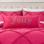 Juicy Couture - Silver Rhinestone Decorative Pillow, Premium Throw Pillow, Living Room and Bedroom Décor, Hannah 16" x 36", Hot Pink Velvet