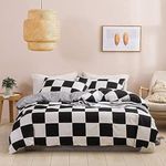 Black And White Buffalo Plaid Checkered Bedding Set Reversible Geometric Grid Comforter Cover Double For Kids Boys Men Farmhouse Gingham Duvet Cover Set Soft Lattice Quilt Cover Zipper 2 Pillow Cases