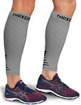 Thoxcare Calf Compression Sleeve for Men Women (1 Pair), Leg Support Footless Compression Socks for Running - Shin Splint Varicose Veins Swelling & Pain Relief, Gray/Black, Large