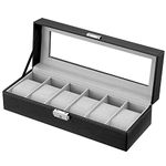 Oyydecor Watch Box 6 Slots PU Leather Case Organizer Wooden Storage Organizer for Storage and Display Men's & Wome's Gift Business (Black2)