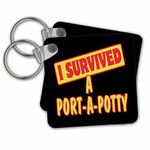 3dRose I Survived A Porta-A-Potty Survival Pride Key Chains, 2.25" x 2.25", Set of 2 (kc_117656_1)