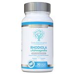 Rhodiola & Ashwagandha with L-Theanine - Award Winning Ashwagandha KSM-66 600mg & 1500mg Rhodiola - Whole Root Equivalent- adaptogen Combo- No Artificial fillers- UK Made