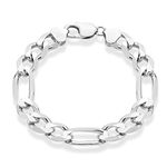 Miabella 925 Sterling Silver Italian 11mm Solid Diamond-Cut Figaro Link Chain Bracelet for Men 7.5, 8, 9 Inch Made in Italy, 9 Inches, Sterling Silver