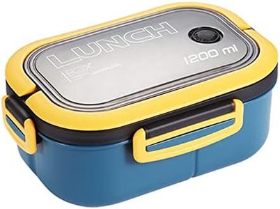 HUTVD Porta Pranzo, Lunch Box Ermetico per Adulti 1200 ML | Portapranzo da Ufficio a Doppio Strato Bento Box con 3 Scomparti Senza BPA, Sicuri per Microonde e Lavastoviglie (Blu)