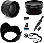 55mm Essential Lens Kit with 2x Telephoto, 0.45x HD Wide Angle w/Macro, and Flower Tulip Lens Hood for Select Sony Digital Cameras. UltraPro Deluxe Accessory Set Included