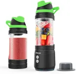 Portable Blender for Smoothies and Shakes, Anti-Jamming, 24oz USB-C Rechargeable, BPA-Free, Electric Protein Shaker Bottle with Travel Lid for Kitchen, Gym & Office.(Black Base Green Lid)