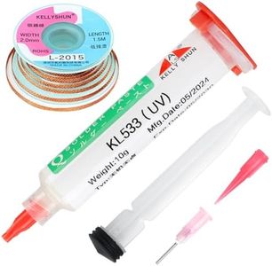 KELLYSHUN KL-533 No Clean Solder Flux Paste & Solder Wick,Solder Flux for Electronics Soldering 10CC (1 PACK), 4.9Ft Desoldering Wick Braid Remover Solder (1 PACK)