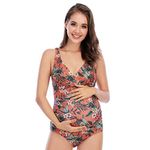 EastElegant Maternity Swimsuit One Piece Floral Swimsuits Bathing Suits V-Neck Pregnancy Swimwear Bikini (Pink, Small)