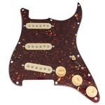 Musiclily Pro SE SSS Pre-wired Pickguard Strat Loaded Pickguard with Staggered Alnico 5 Single Coil Pickups Set for Strat Style Electric Guitar, 4ply Tortoise Shell