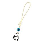 SHILPMART Glass Panda Evil Eye Mobile Phone Pendant, Decorative Charms For Telephones, Suitable For Keychain Car Key Bag Backpack Wallet Decoration Usb Charm, Black