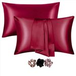 Pillow Cover RYLAN Satin Silk Pillow Cover for Hair and Skin 2 Piece with 3 Piece |Silk Pillow Covers with Envelope Closure end Design|Silk Pillow Cases 600 TC (Maroon)