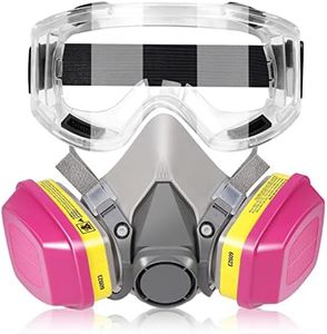 Pro Anti-fog Half Face Respirator Mask - Reusable Gas Cover Organic Vapor Masks Survival Nuclear, with 60923 Cartridges & Goggles for Woodworking,Dust,Formaldehyde,Epoxy Resin,Sanding,Cutting,welding